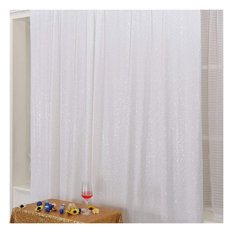 Poise3EHome 8FT x 8FT White Sequin Photography Backdrop Curtain for Party Decoration, White - Image 4